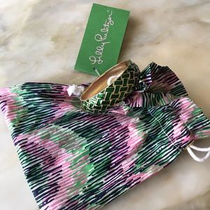 BNWT Lilly Pulitzer Basket Weave green and gold tone bangle